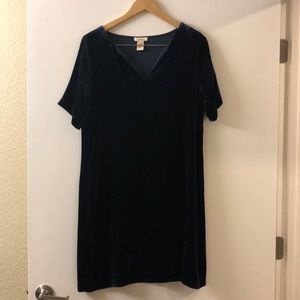 Midnight Blue Velvet Shift Dress